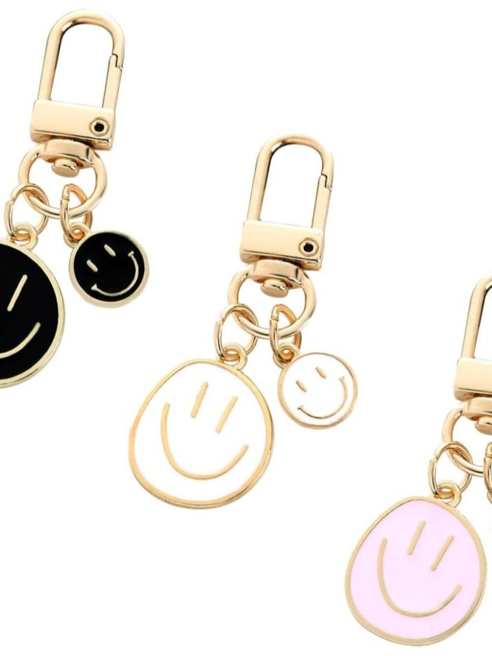 3 Pcs Smile Expression Keychains for Women Bag Charms Key Chains Car Key Pendant